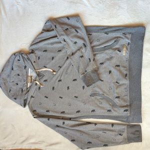 Free Nature Gray Hoodie Sweatshirt with Black Bears Print